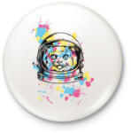 printfashion Cica - űrhajós - Kitűző, hűtőmágnes - Fehér (4221453)