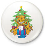 printfashion T-rex Karácsony - Kitűző, hűtőmágnes - Fehér (5638417)
