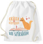 printfashion Cicákra & Könyvekre van szükségem - Sportzsák, Tornazsák - Fehér (7258842)