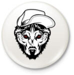printfashion Kalapos farkas - Kitűző, hűtőmágnes - Fehér (3074122)
