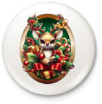 printfashion Rudolf, a piros orrú rénszarvas - Kitűző, hűtőmágnes - Fehér (14945687)