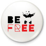 printfashion Be free - Banksy panda - Kitűző, hűtőmágnes - Fehér (7100645)