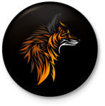 printfashion Róka minta - Kitűző, hűtőmágnes - Fekete (6040765)