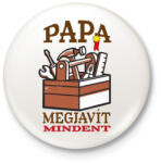 printfashion Papa megjavít mindent - Kitűző, hűtőmágnes - Fehér (4375282)