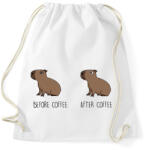 printfashion Capybara - Before coffee after coffee - Sportzsák, Tornazsák - Fehér (13407577)