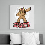 printfashion 2021 táncoló tehén - Vászonkép - Fehér (6634195)