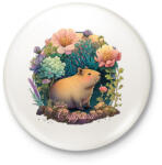 printfashion Virágos capybara - Kitűző, hűtőmágnes - Fehér (13599447)