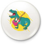 printfashion T-rex gitárral - Kitűző, hűtőmágnes - Fehér (7654135)