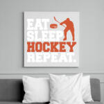 printfashion Eat Sleep Hockey Repeat - Vászonkép - Fehér (11533747)