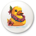 printfashion Gumikacsa hawaii virágfüzérrel - Kitűző, hűtőmágnes - Fehér (12472884)