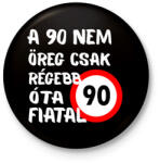 printfashion 90 éves (fehér) - Kitűző, hűtőmágnes - Fekete (16136454)