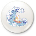 printfashion Szörfös cica - Kitűző, hűtőmágnes - Fehér (11845855)