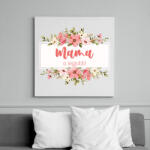 printfashion Mama a legjobb! - Virágos - Vászonkép - Fehér (6641369)