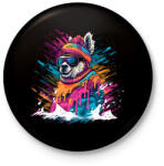 printfashion Láma sapkában - Kitűző, hűtőmágnes - Fekete (14033684)