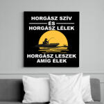 printfashion Horgász szív - Vászonkép - Fekete (6657580)
