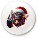 printfashion Vicces karácsonyi rocker party gorilla - Kitűző, hűtőmágnes - Fehér (15256747)
