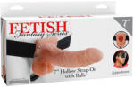 Pipedream 7" Hollow Strap-On with Balls Light/Black - primestars