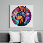 printfashion Ólomüveg Doberman - Vászonkép - Fehér (16703007)