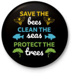 printfashion Save, clean, protect - Kitűző, hűtőmágnes - Fekete (13715787)