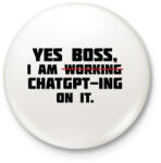 printfashion Yes boss - Kitűző, hűtőmágnes - Fehér (14578977)