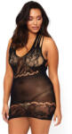 Leg Avenue Floral lace opaque mini dress, black, PLUS SI
