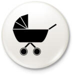 printfashion Babakocsi - Kitűző, hűtőmágnes - Fehér (12021343)