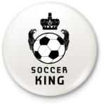 printfashion SOCCER KING - Kitűző, hűtőmágnes - Fehér (3081248)