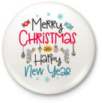 printfashion Boldog karácsonyt és boldog új évet - Kitűző, hűtőmágnes - Fehér (3078405)