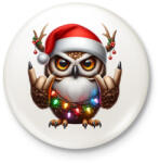 printfashion Vicces karácsonyi rocker party bagoly - Kitűző, hűtőmágnes - Fehér (15259684)