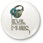 printfashion Evil Music - Kitűző, hűtőmágnes - Fehér (4130266)