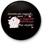 printfashion A legjobb édesanya! - Kitűző, hűtőmágnes - Fekete (4807237)