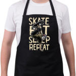 printfashion Skate Eat Sleep Repeat - Kötény - Fekete (4918437)