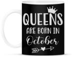 printfashion QUEENS are born in October - Bögre - Fekete (5500958)