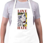 printfashion Love, Hate - Pop art - Kötény - Fehér (7103201)