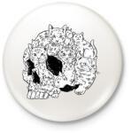 printfashion Koponya macskákból - Kitűző, hűtőmágnes - Fehér (15586737)