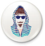 printfashion Hipszter - Kitűző, hűtőmágnes - Fehér (3073655)
