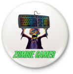 printfashion Zombie Gamer (PC) - Kitűző, hűtőmágnes - Fehér (16698124)