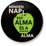 printfashion minden-nap-egy-alma-white-green - Kitűző, hűtőmágnes - Fekete (3094529)