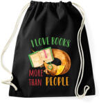 printfashion I love books - more than people - Sportzsák, Tornazsák - Fekete (7260304)