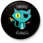 printfashion Maradj kíváncsi - Kitűző, hűtőmágnes - Fekete (16020449)