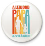 printfashion A legjobb papa a világon - Kitűző, hűtőmágnes - Fehér (5508040)