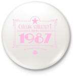 printfashion csillag-1987-pink - Kitűző, hűtőmágnes - Fehér (3076665)