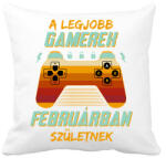 printfashion A legjobb gamerek februárban születnek - Párnahuzat, Díszpárnahuzat - Fehér (11692412)