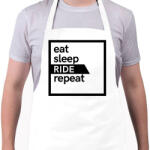 printfashion Eat sleep ride repeat - Kötény - Fehér (4906714)