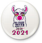 printfashion Láma - no problama. 2021 - Kitűző, hűtőmágnes - Fehér (4208315)