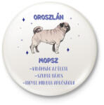 printfashion Oroszlán - Mopsz - Kitűző, hűtőmágnes - Fehér (13348770)