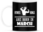 printfashion Fitnessz királyok márciusban születtek - Bögre - Fekete (1381085)