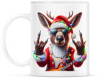 printfashion Vicces karácsonyi rocker party rénszarvas - Mikulás ruhában - Bögre - Fehér (15235856)