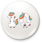printfashion 10 éves unikornis - Kitűző, hűtőmágnes - Fehér (11810394)