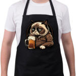 printfashion Grumpy macska sörözik - Kötény - Fekete (13037326)